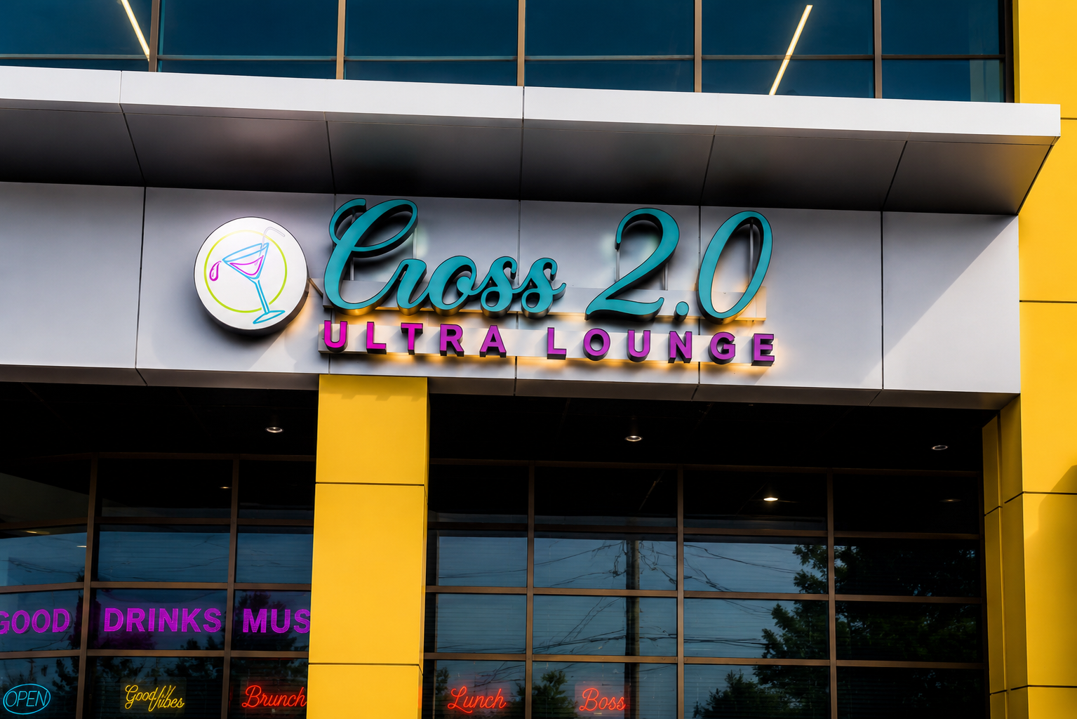 Cross 2.0 Ultra Lounge exterior signage